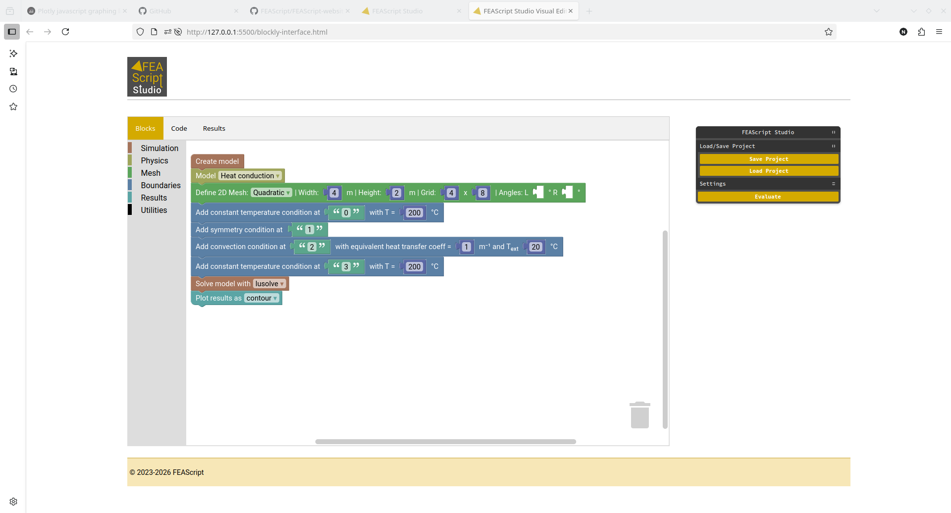FEAScript Studio Screenshot